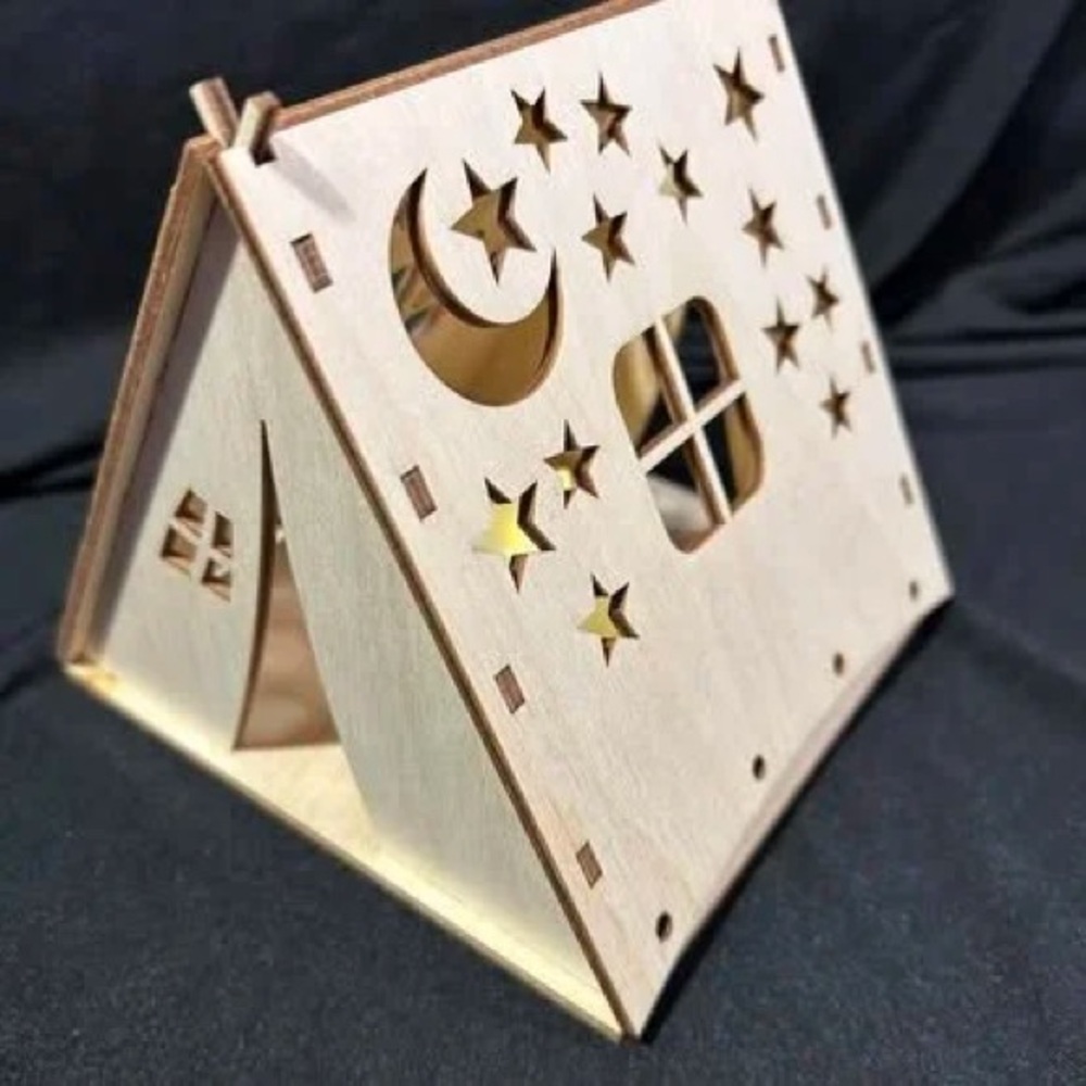Tent Wooden Star and Moon Night Light